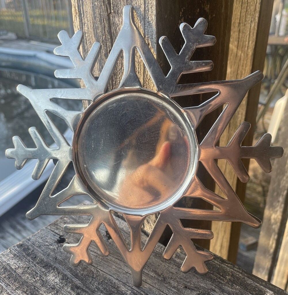 Snowflake Silver Candle Holder Christmas Winter Holiday Decoration